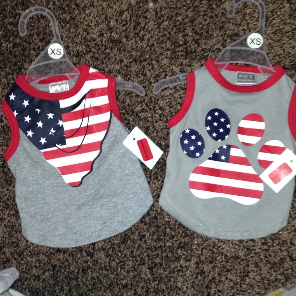Set of 2 Patriotic American Flag XS dog shirt USA